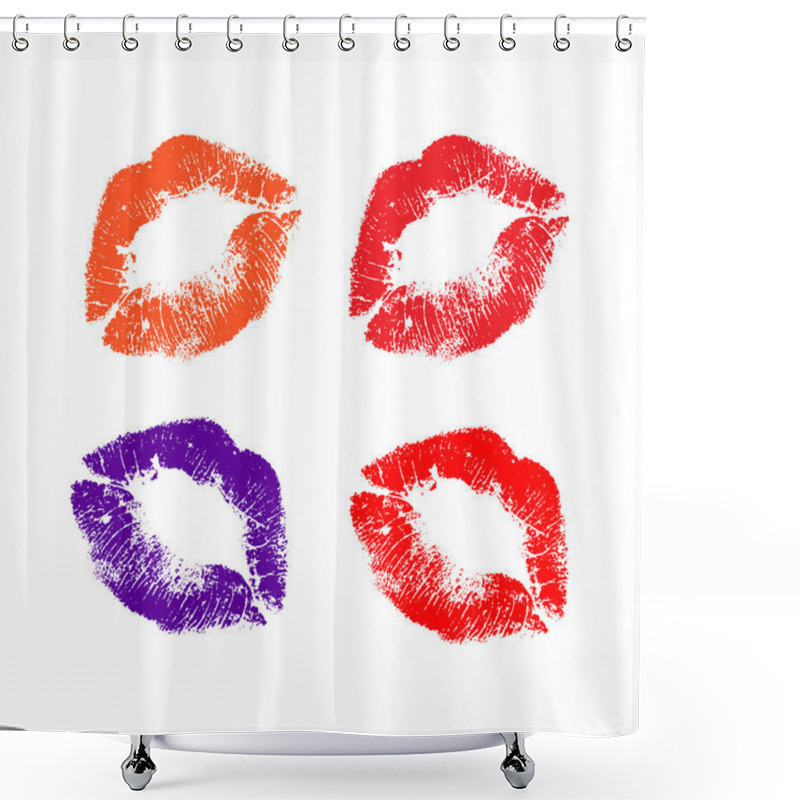 Personality  Print  Set Of Pink Lips. Vector Illustration On A White Background. EPS Shower Curtains