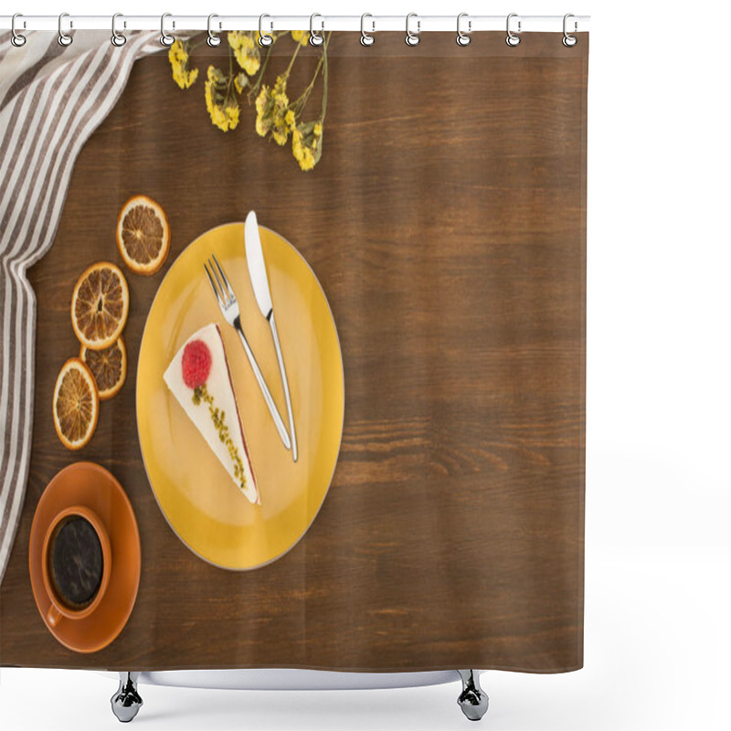 Personality  Delicious Cake And Cup Of Coffee Shower Curtains