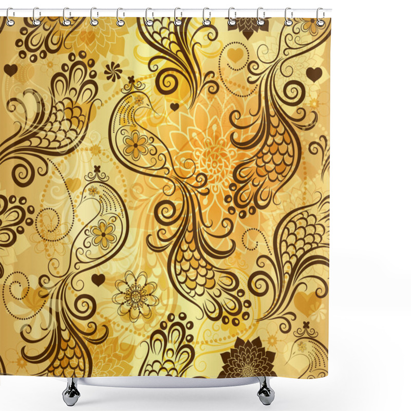 Personality  Repeating Golden Pattern Shower Curtains