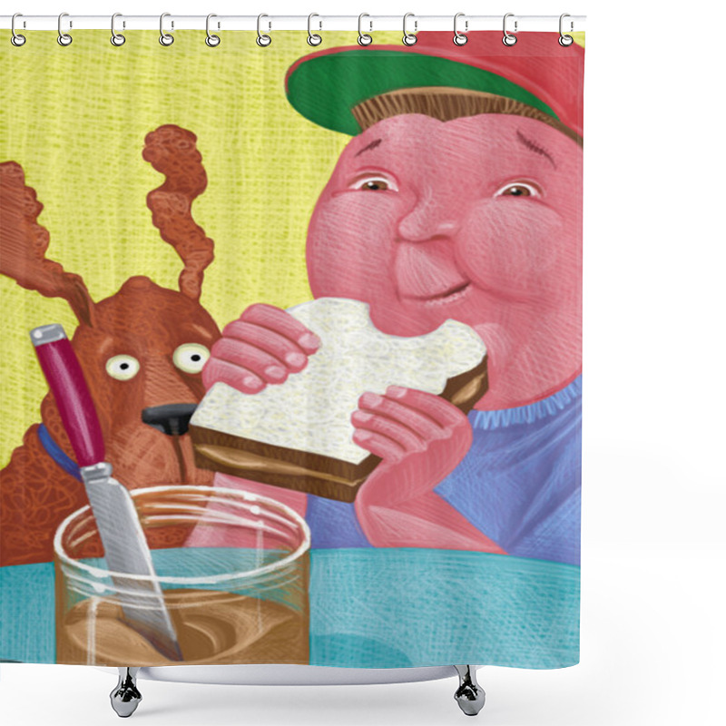 Personality  Illustration Of Peanut Butter Shower Curtains