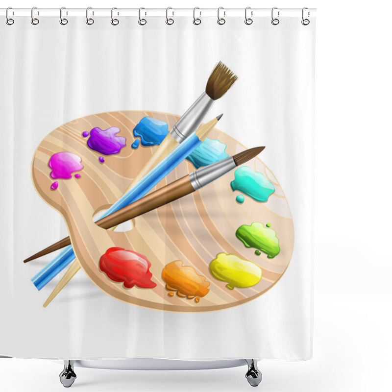 Personality  Art Palette Wirh Brushes,pencil And Paints Shower Curtains