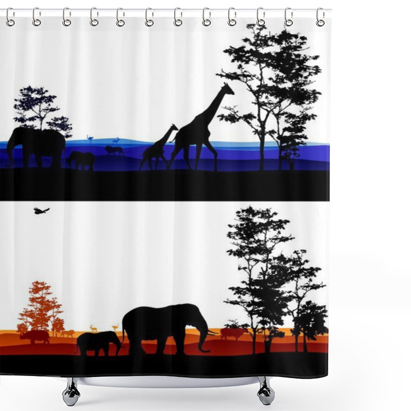 Personality  Silhouette Of Safari Animal Wildlife Shower Curtains