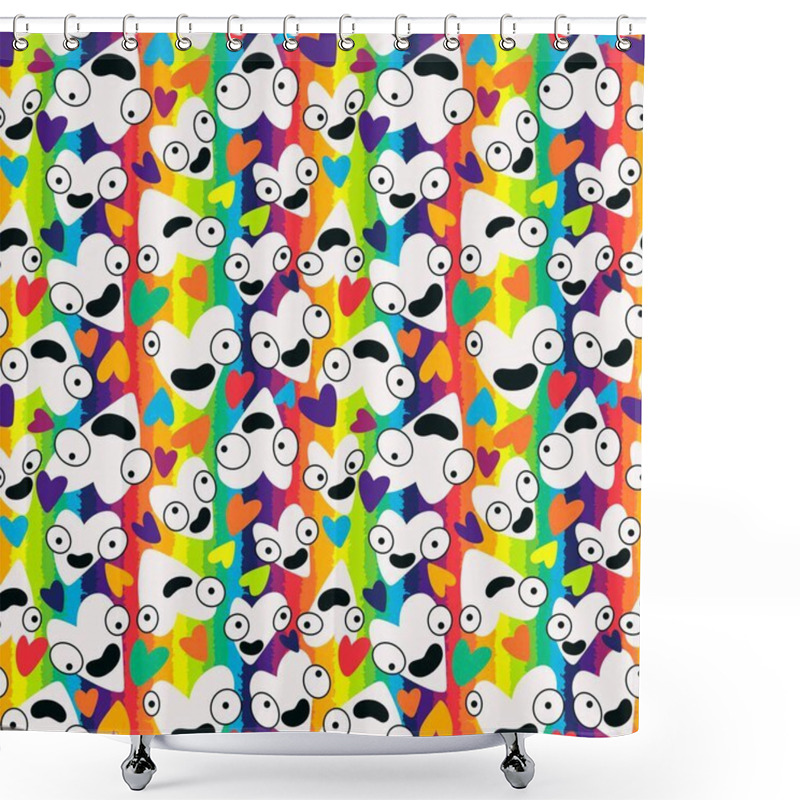 Personality  Valentines Hearts Cartoon Pattern For Wrapping Paper And Kids Clothes Print And Fabrics And Accessories And Linens And Textiles. High Quality Illustration Shower Curtains