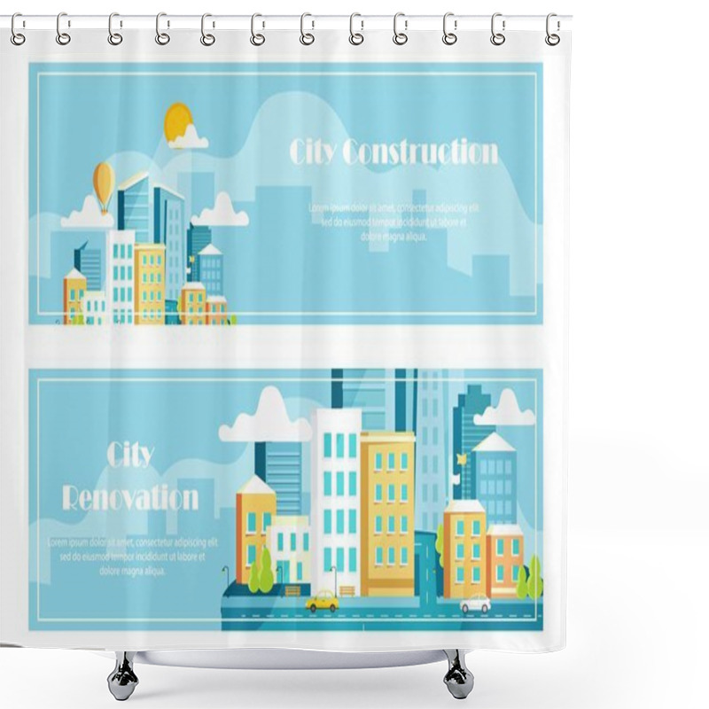 Personality  Set Landscape Architecture Of The Modern City Shower Curtains