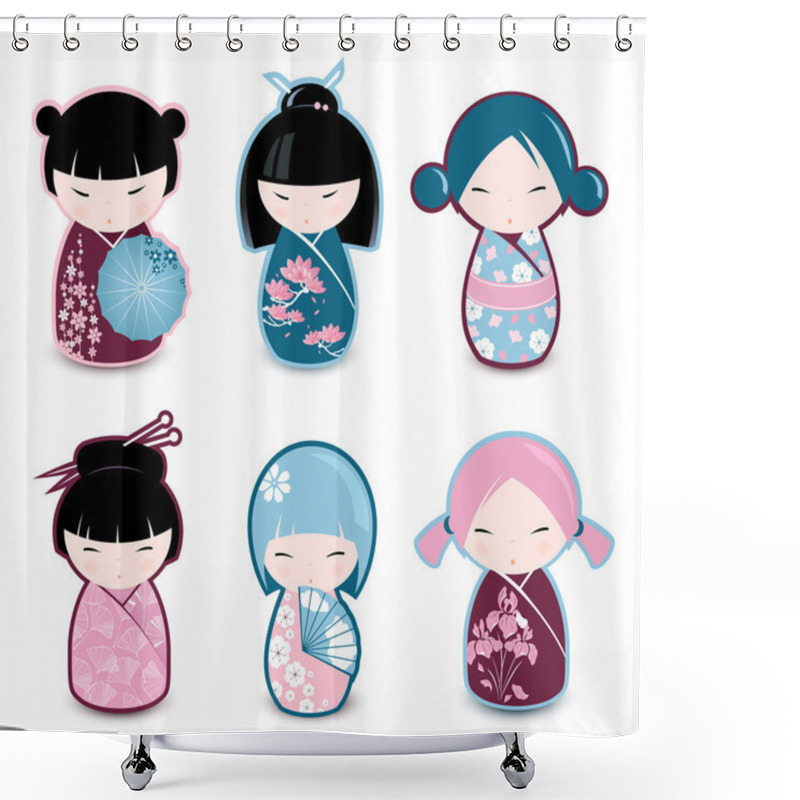 Personality  Kokeshi Dolls Shower Curtains