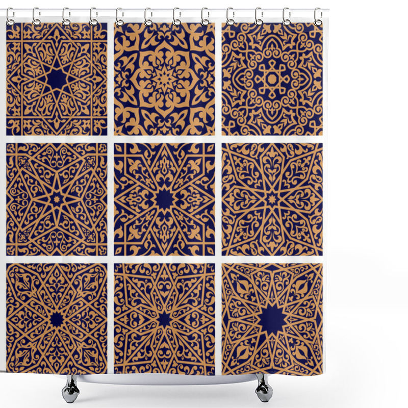 Personality  Arabic Seamless Floral Pattern Set For Tile Design Shower Curtains