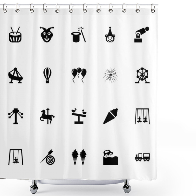 Personality  Amusement Park Vector Icons 4 Shower Curtains