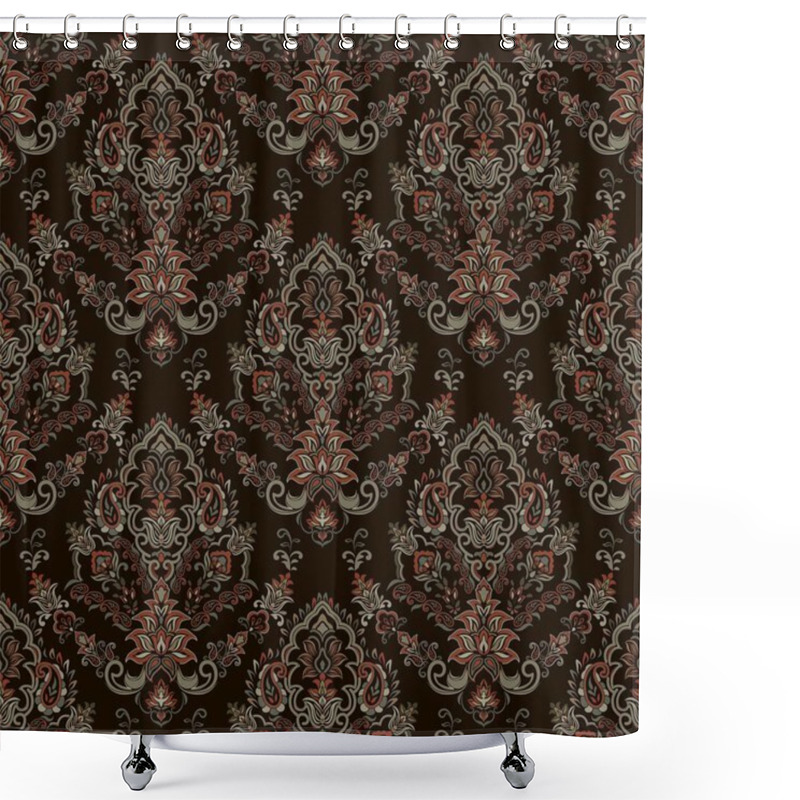 Personality  Motifs African Boho Paisley Floral Ikat Pattern Embroidery Border. Ethnic Ikat Floral Ethnic Indian Pattern Ikat Pattern Ethnic Pattern.Border Indian Floral Aztec Embroidery Border Seamless Patterns. Shower Curtains