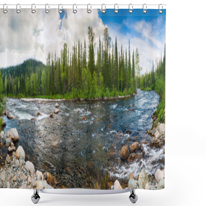 Personality  Mountain River In Siberia Shower Curtains