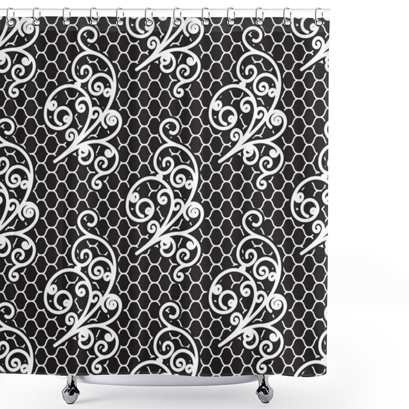 Personality  White Lace Pattern Shower Curtains