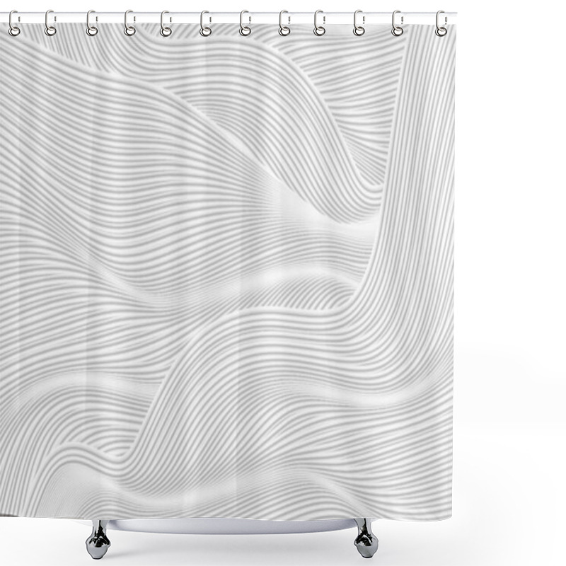 Personality  3D Rendering Waveform Off-white Abstract Line Texture Texture Background Shower Curtains