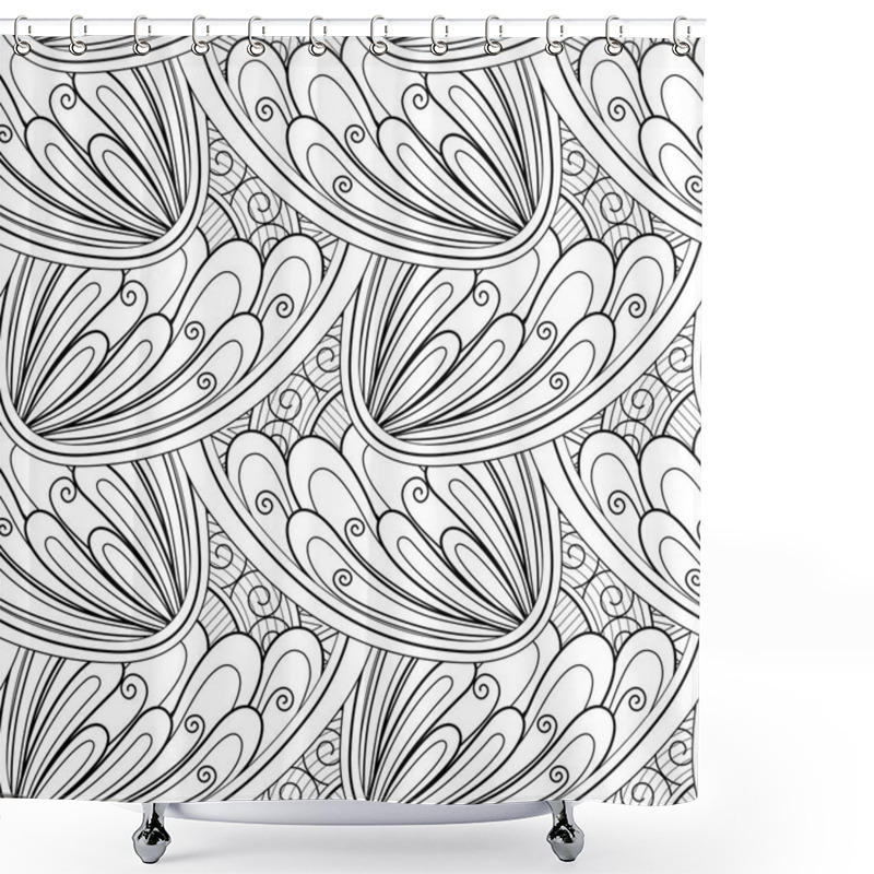 Personality  Monochrome Seamless Pattern With Ethnic Motifs, Vector, Illustration Shower Curtains