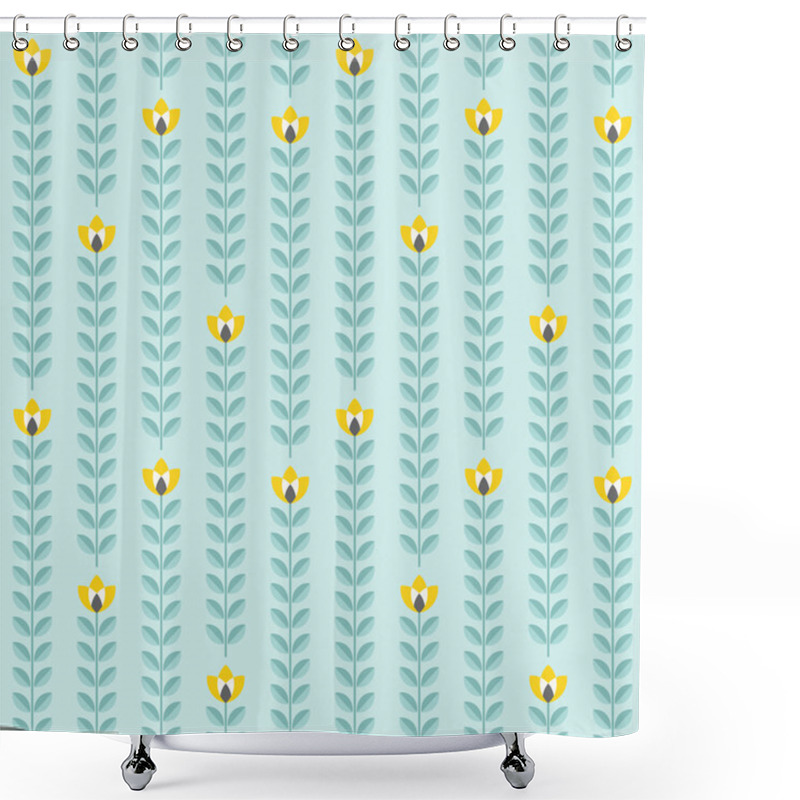 Personality  Retro Floral Pattern, Geometric Seamless Flowers Shower Curtains