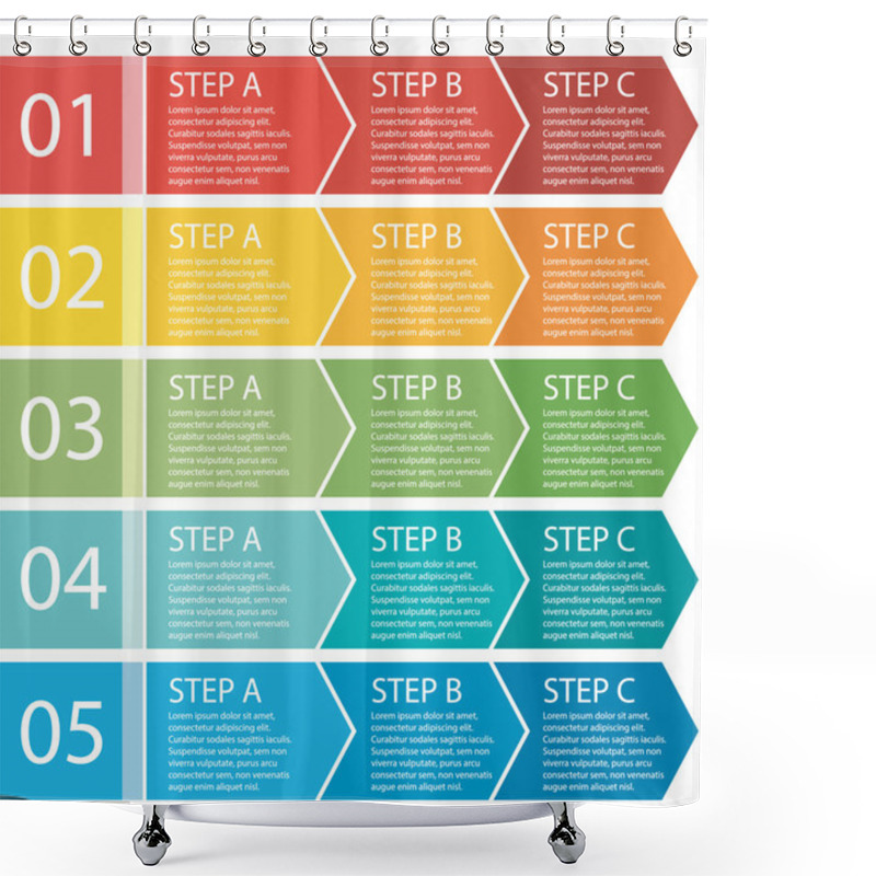 Personality  Flat Design. Process Arrows Boxes. Step By Step Set. Three Steps. Shower Curtains