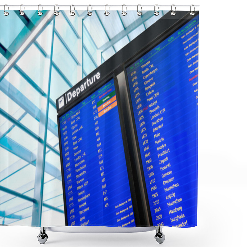 Personality  Flight Information, Arrival And Departure Board At The Airport Shower Curtains