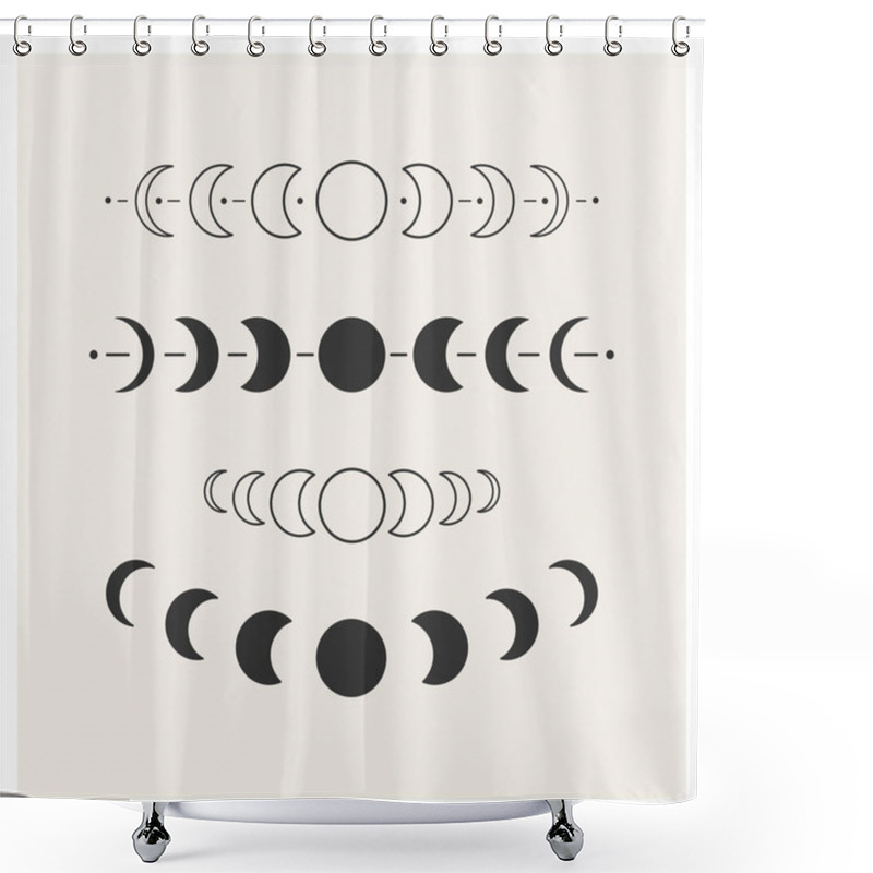 Personality  Moon Phases Collection. Heavenly Cycle. Moon Calendar. Celestial Vector Set. Shower Curtains