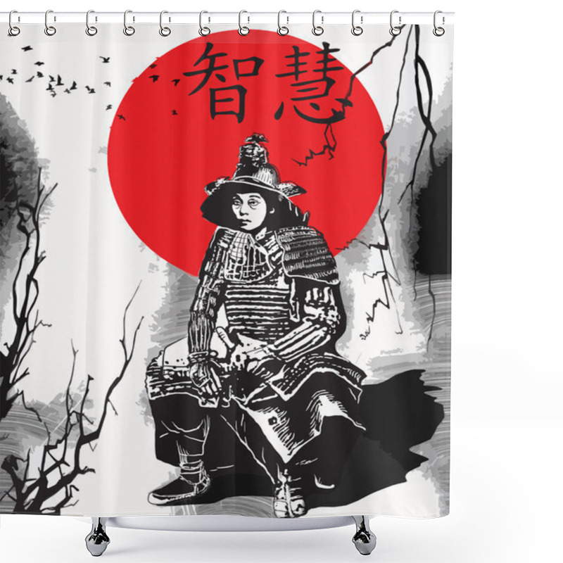 Personality  An Hand Drawn Vector From Japan Culture - Samurai, Shogun Shower Curtains