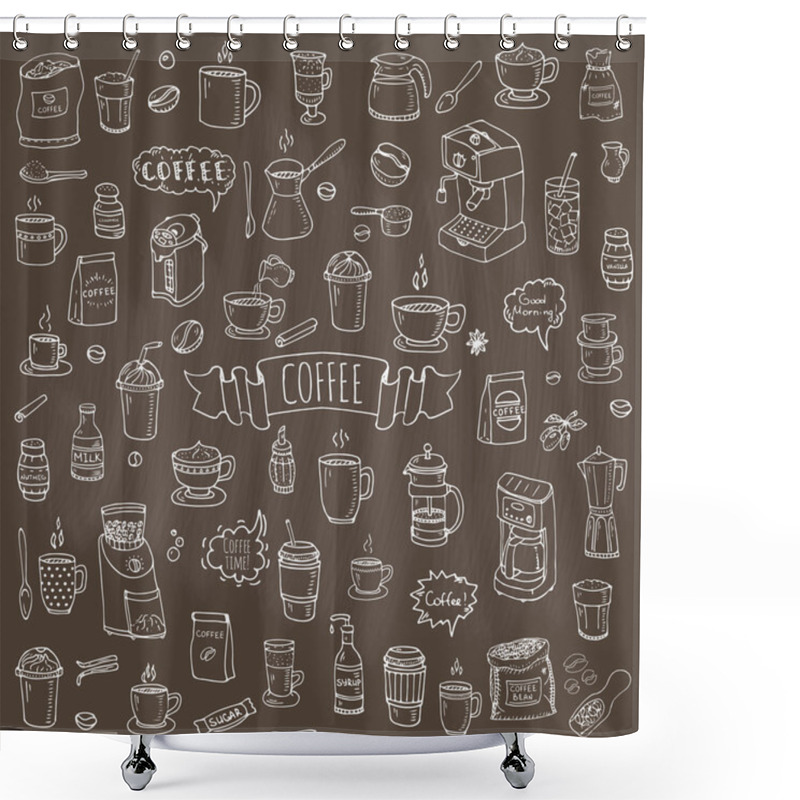 Personality  Coffee Icons Set Shower Curtains