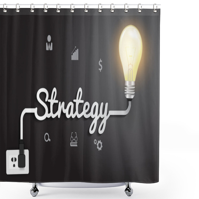 Personality  Vector Strategy Concept With Creative Light Bulb Idea Shower Curtains