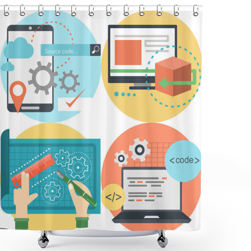 Personality  Creative Process Icons Shower Curtains