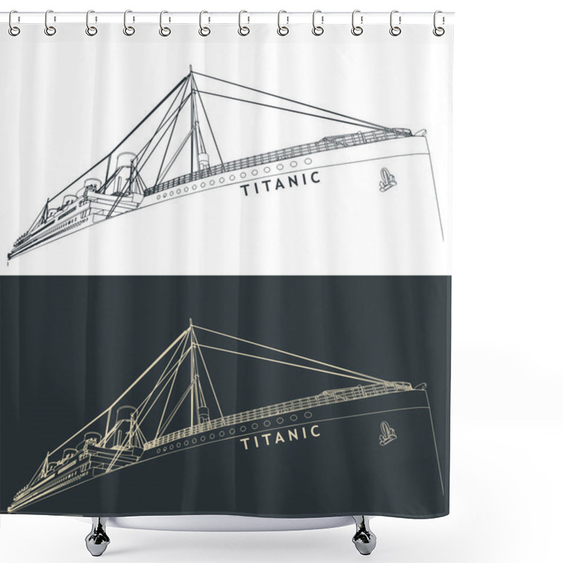 Personality  Stylized Vector Illustrations Of Close-up Sketches Of Titanic Shower Curtains