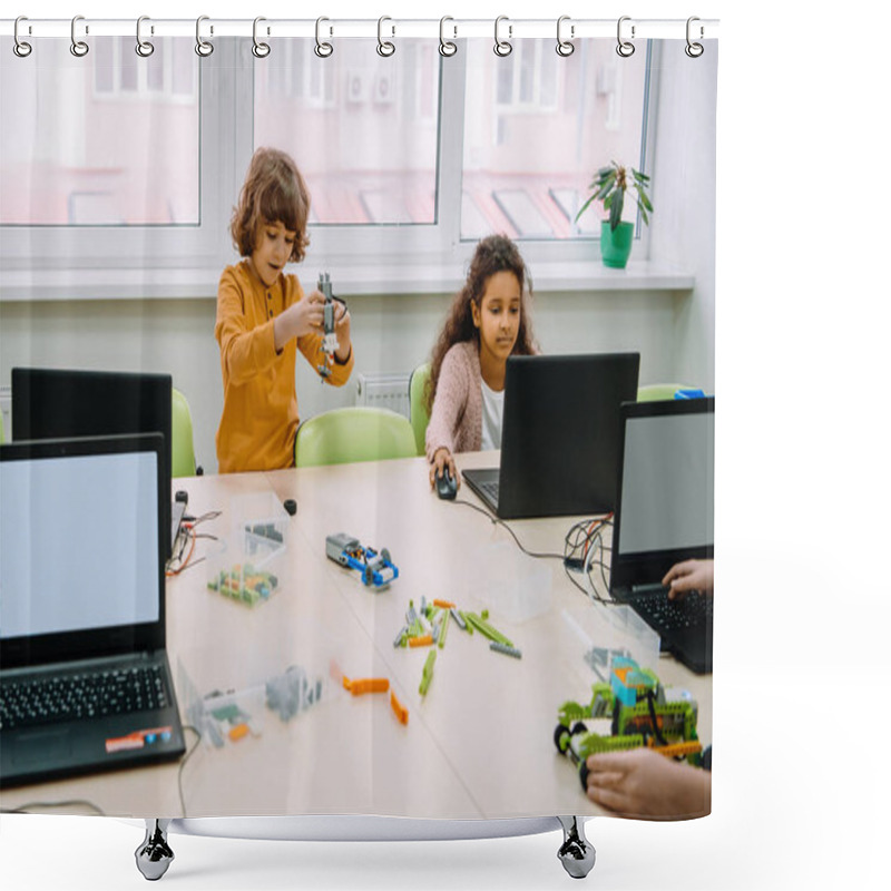 Personality  Group Of Kids Learning Together, Stem Education Concept Shower Curtains