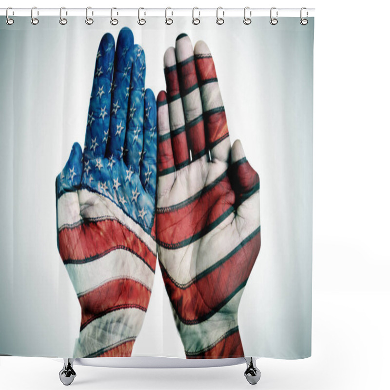 Personality  Hands Patterned With The US Flag Shower Curtains