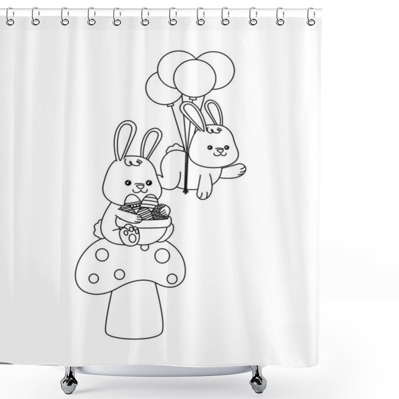 Personality  Cute Little Rabbits Easter Characters Shower Curtains