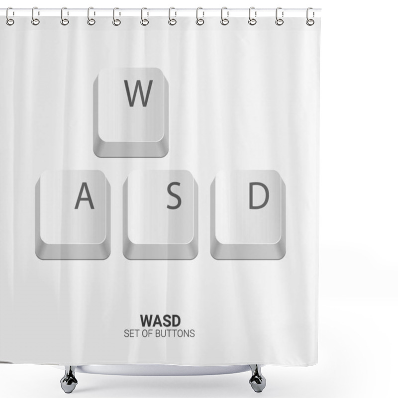 Personality  WASD. Keyboard Buttons On White Background. Vector Illustration. Shower Curtains