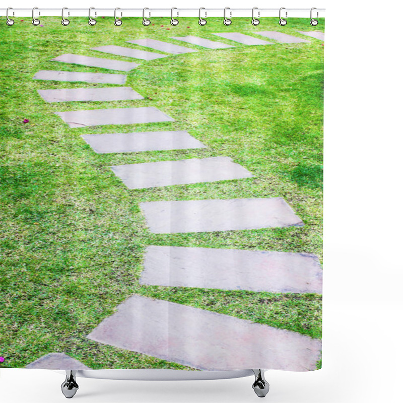 Personality  Stone Walkway In The Garden Shower Curtains