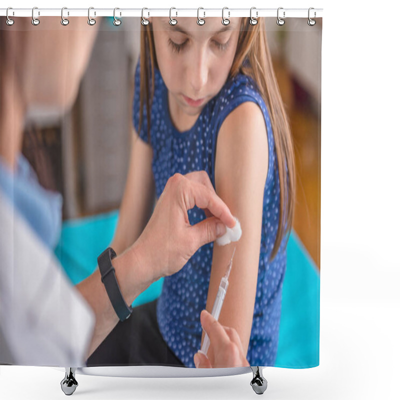 Personality  Female Giving Girl Vaccine Shot Shower Curtains