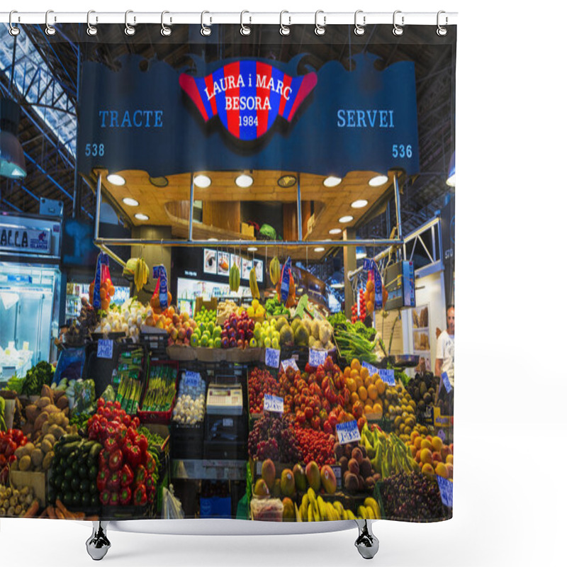 Personality  Fruit Stand In La Boqueria Market, Barcelona Shower Curtains