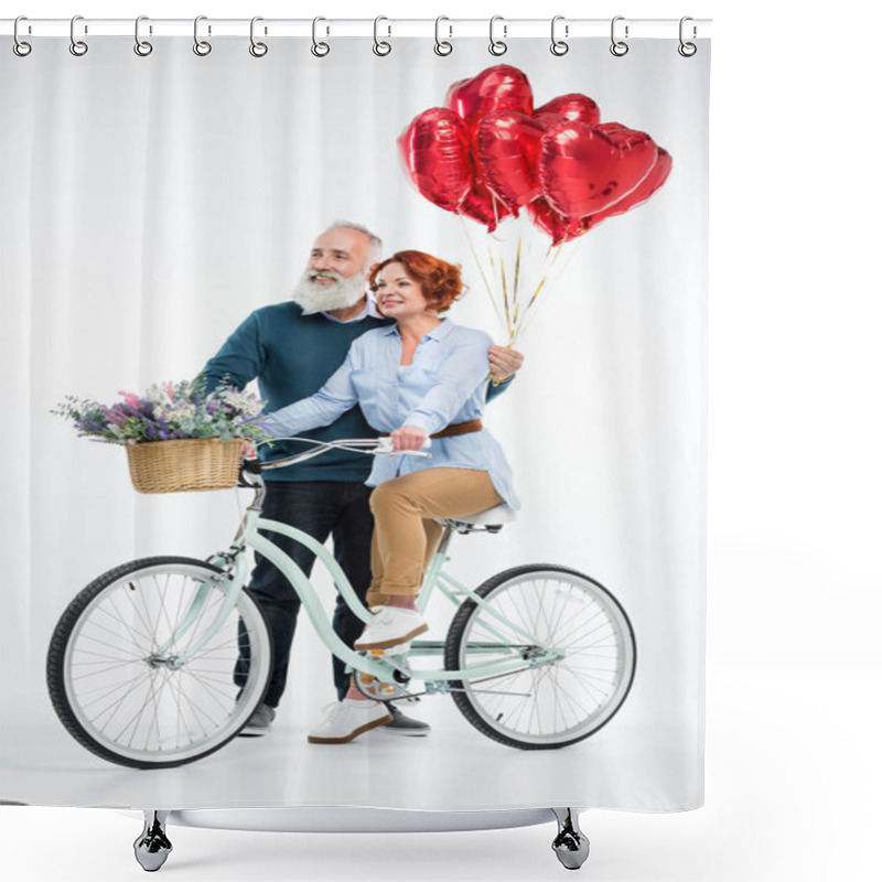 Personality  Mature Couple With Bicycle  Shower Curtains