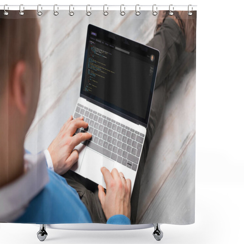 Personality  Programmer Working On Computer Shower Curtains