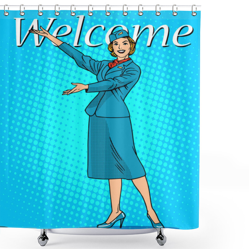 Personality  Welcome Stewardess Travel Tourism Shower Curtains