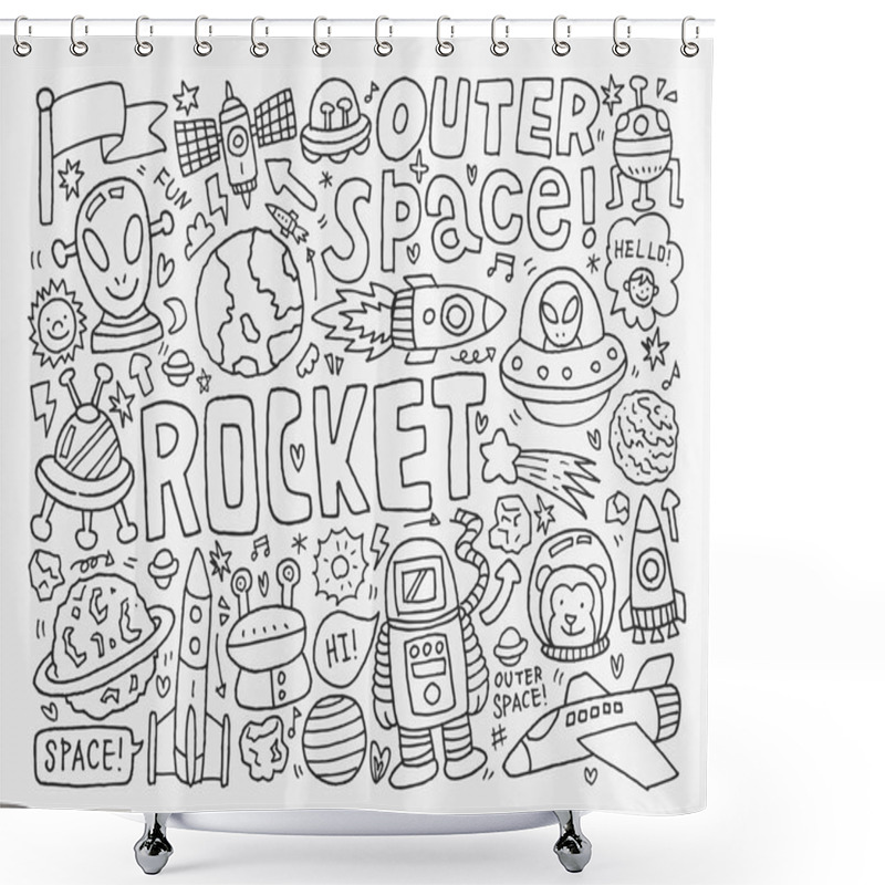 Personality  Doodle Space Element Shower Curtains