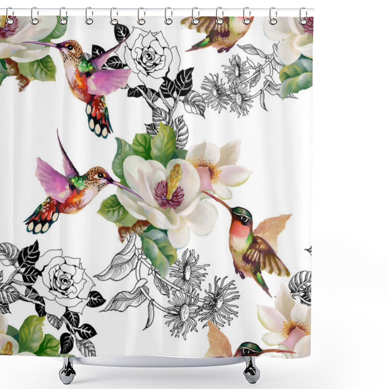 Personality  Wild Exotic Birds On Branch Shower Curtains