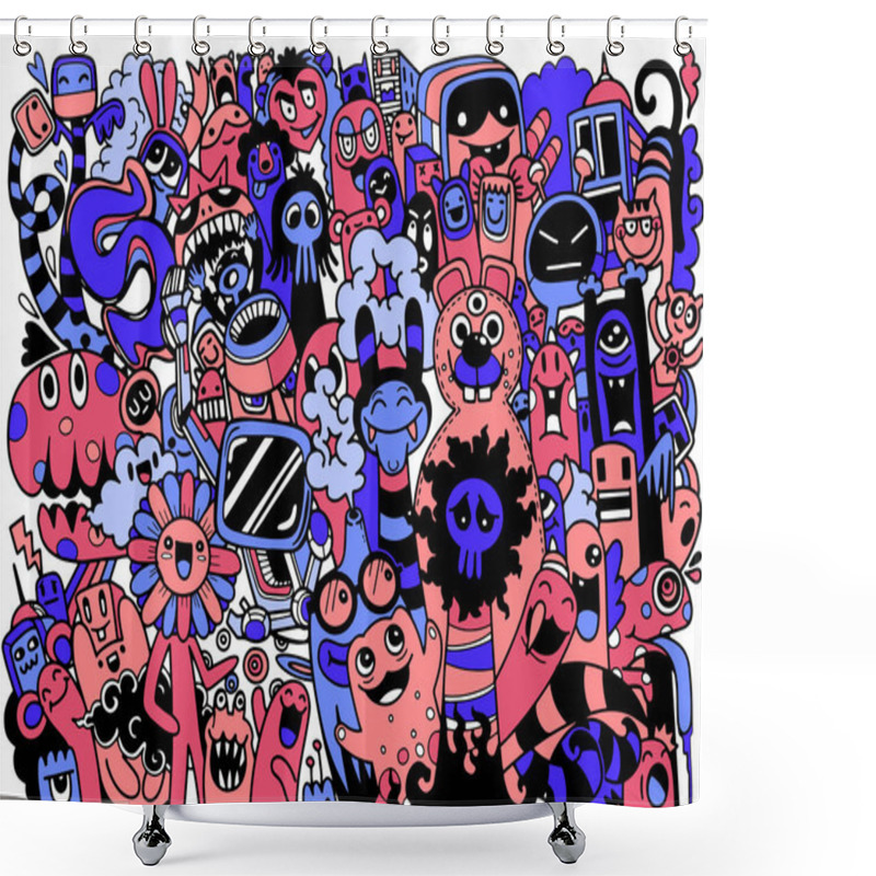 Personality  Cute Scary Halloween Monsters And Candy ,Set Of Funny Cute Monst Shower Curtains