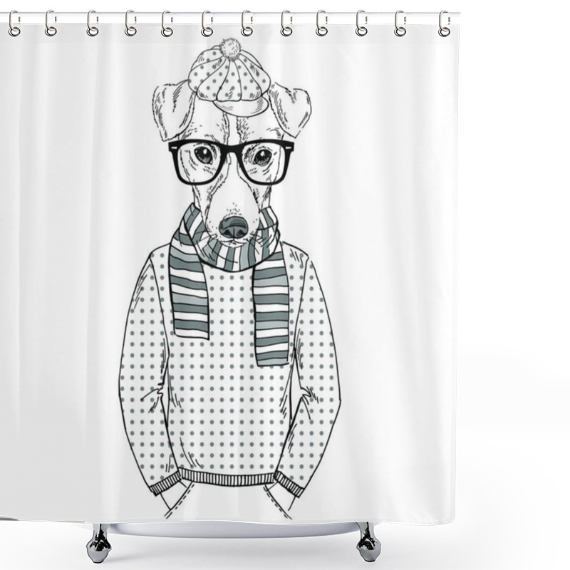 Personality  Jack Russel Terrier Hipster Shower Curtains