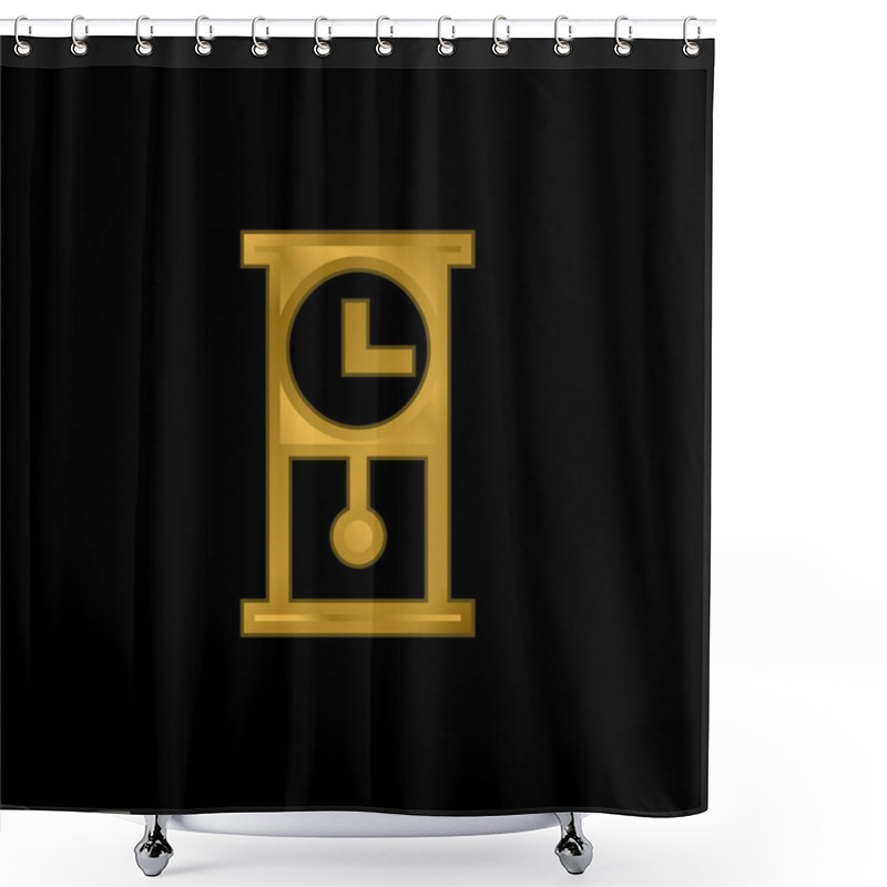 Personality  Antique Clock Gold Plated Metalic Icon Or Logo Vector Shower Curtains