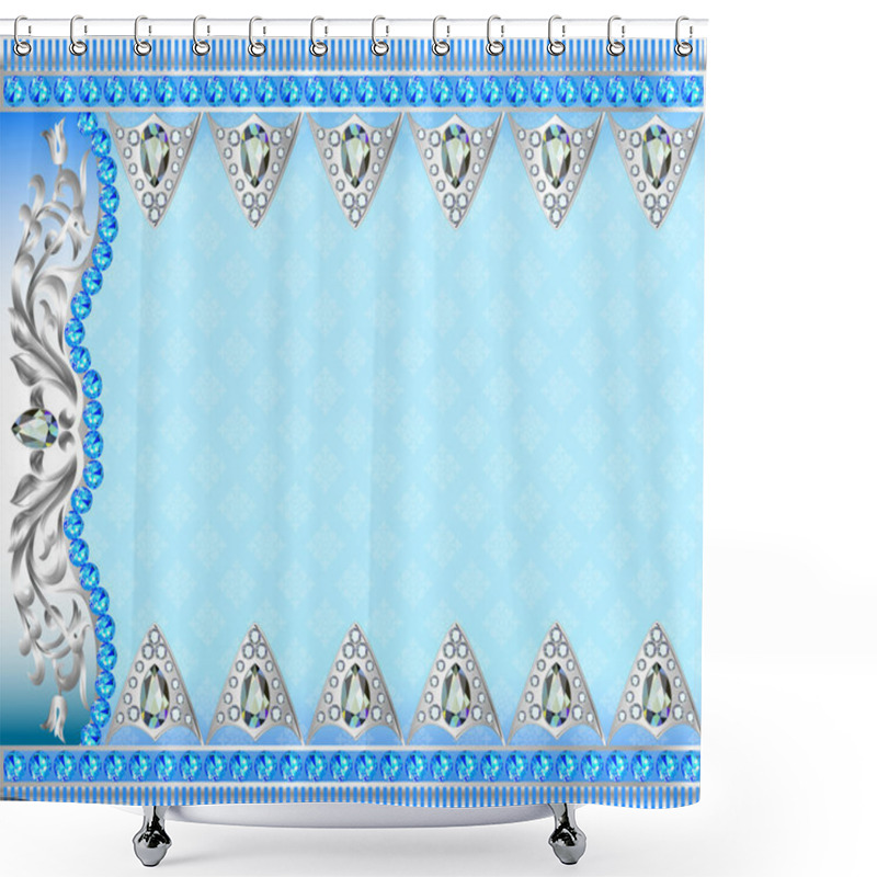 Personality  Illustration Background With Silver Ornaments And Precious Stone Shower Curtains