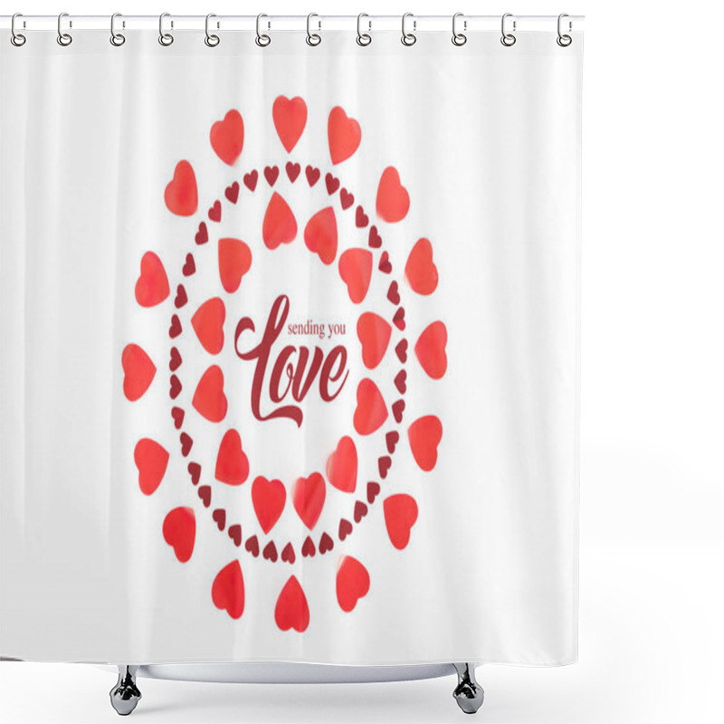 Personality  Top View Of Circles Made Of Red Heart Symbols Isolated On White With 