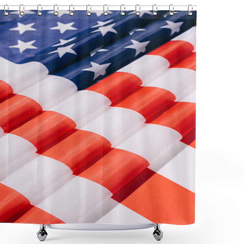 Personality  Close Up View Of Folded American Flag Background Shower Curtains