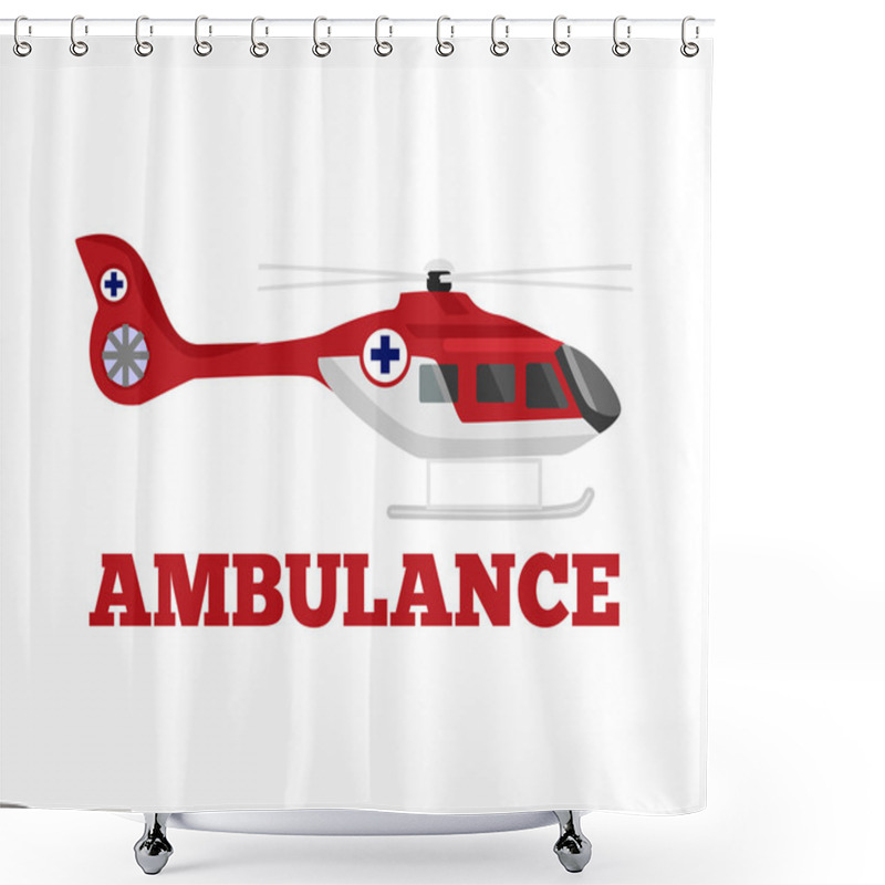 Personality  Vector Ambulance Helicopter Flat Illustration Shower Curtains