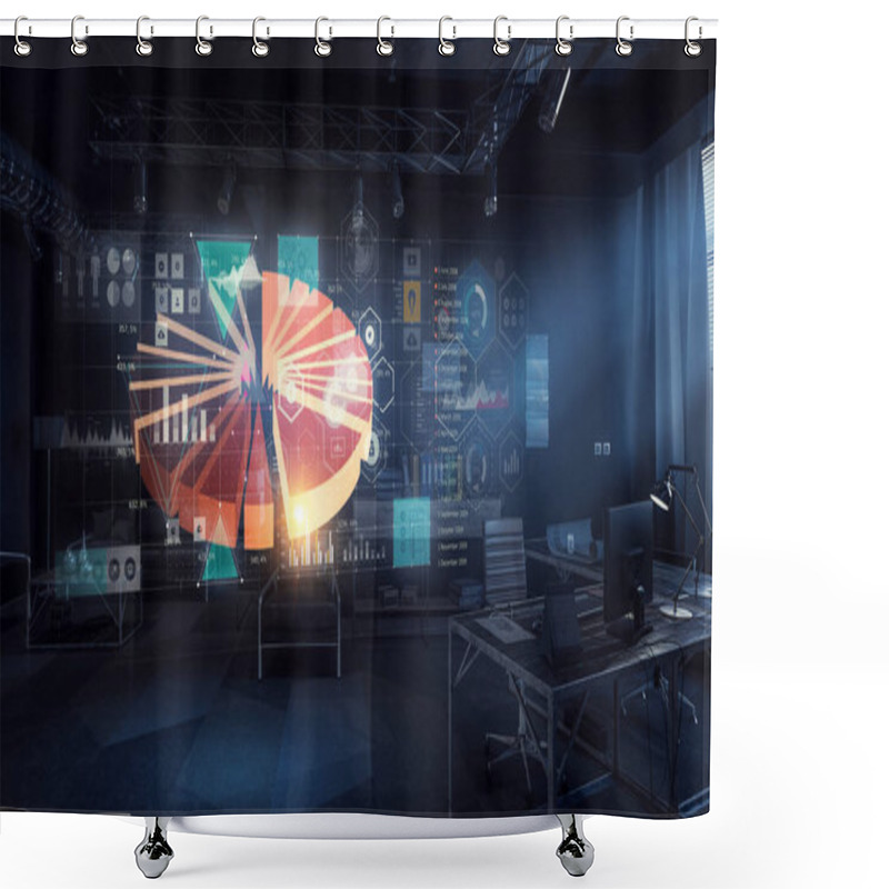 Personality  Media Panel With Infographs. Mixed Media Shower Curtains