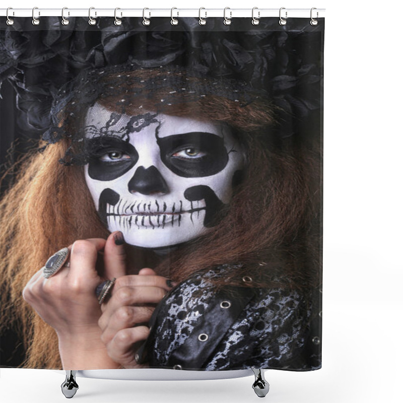 Personality  Beautiful Creative Face Paint Day Of The Dead Concept And Theme Shower Curtains