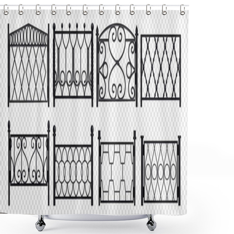 Personality  Forged Metal Fence Sections Realistic Set Shower Curtains