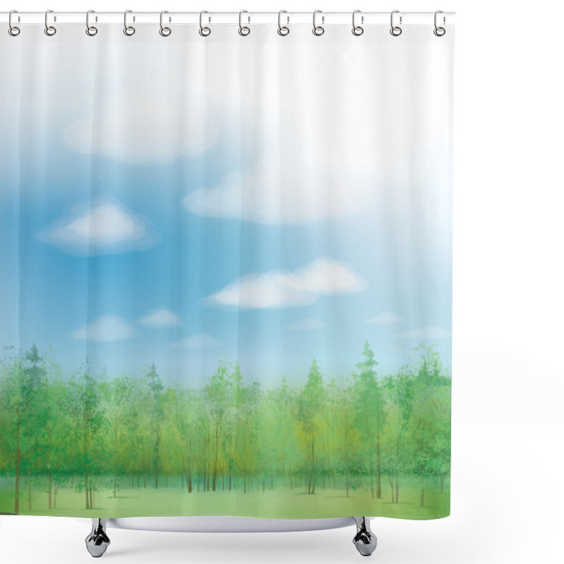 Personality  Vector Nature Landscape. Shower Curtains