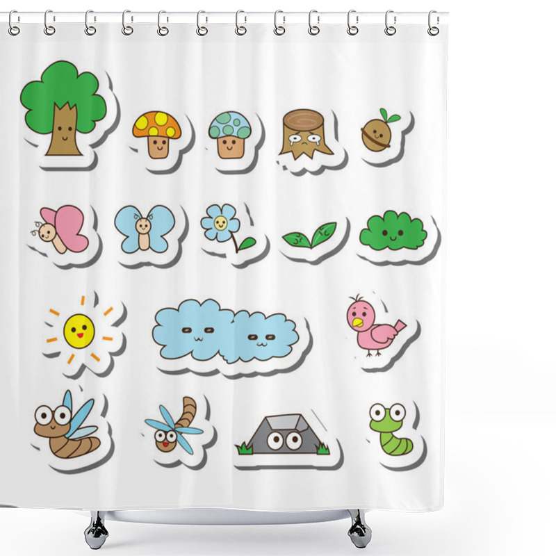 Personality  Vector Tree Cartoon Set Shower Curtains