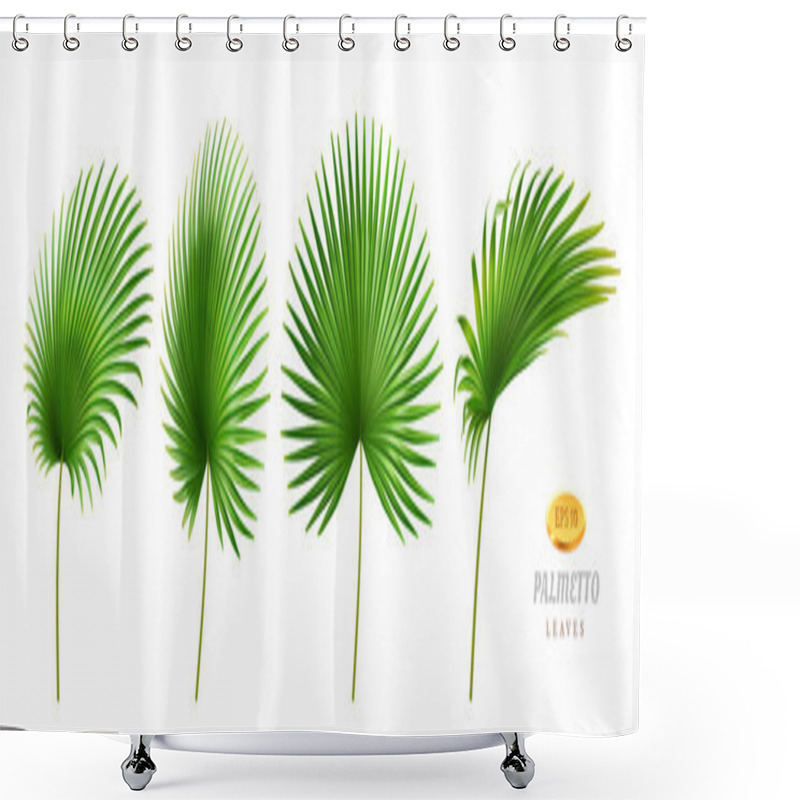 Personality  Palmetto Tropical Leaves Set, Different Positions Shower Curtains